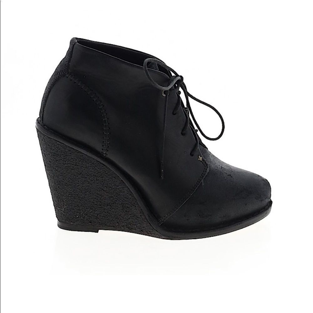 RAG‎ & BONE Black Wedge Leather Bootie Ankle Boot Distressed Odval Desert Size 7